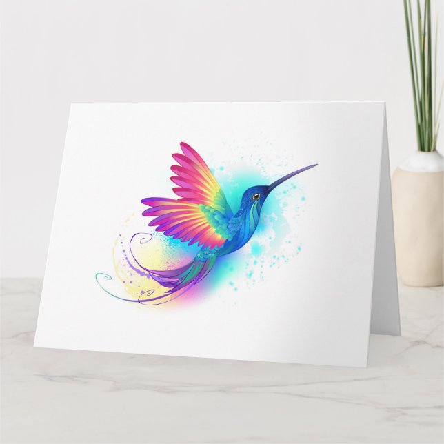 Exotic Rainbow Hummingbird Dankeskarte (Vorderseite)