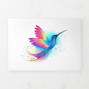 Exotic Rainbow Hummingbird Dreifach-gefaltete Programmkarte