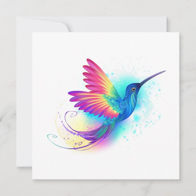 Exotic Rainbow Hummingbird Feiertagskarte (Vorderseite)