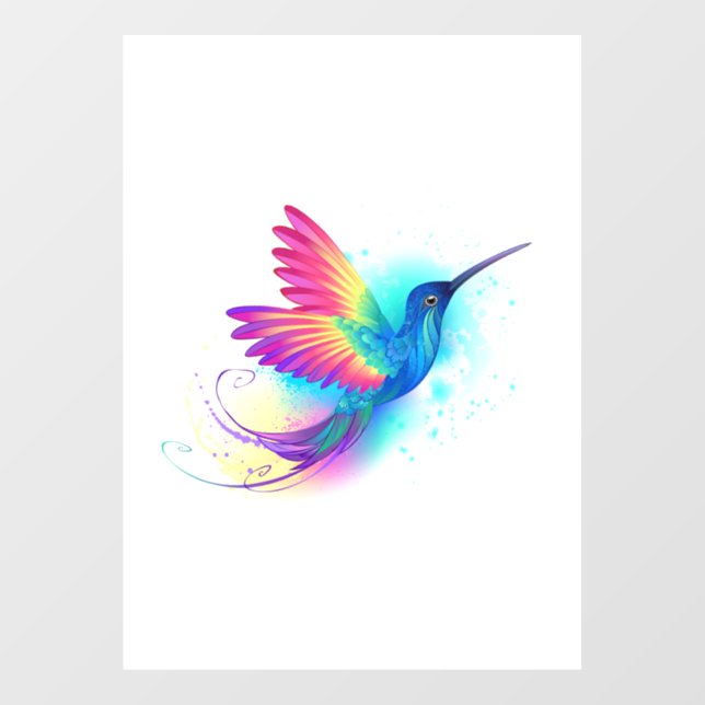 Exotic Rainbow Hummingbird Fensteraufkleber (Blatt)