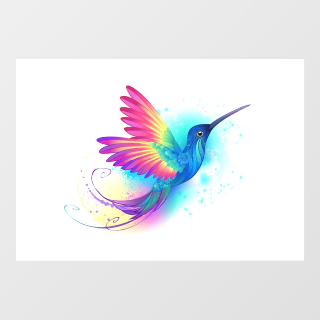 Exotic Rainbow Hummingbird Fensteraufkleber (Blatt)