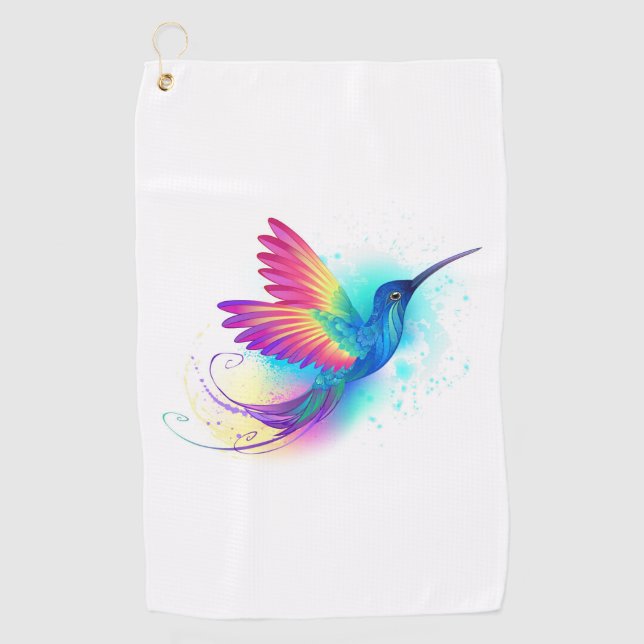 Exotic Rainbow Hummingbird Golfhandtuch (Vorderseite)