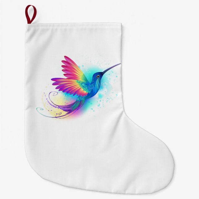 Exotic Rainbow Hummingbird Großer Weihnachtsstrumpf (Vorderseite)