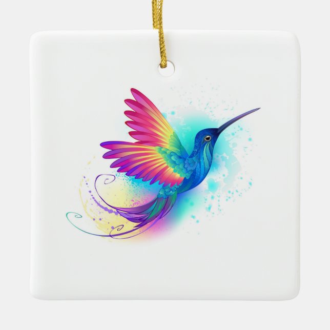 Exotic Rainbow Hummingbird Keramikornament (Vorderseite)