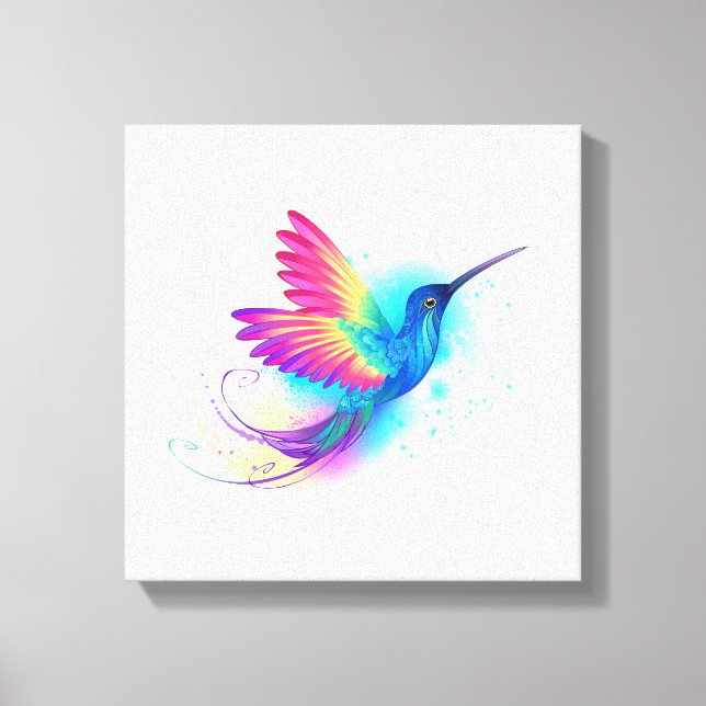 Exotic Rainbow Hummingbird Leinwanddruck (Vorderseite)