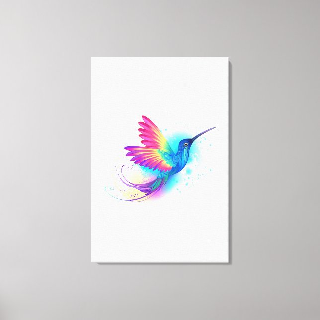 Exotic Rainbow Hummingbird Leinwanddruck (Vorderseite)