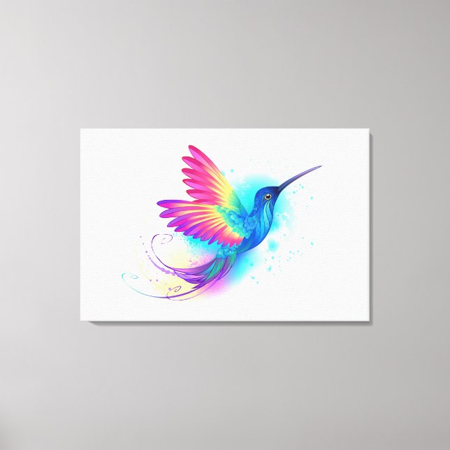 Exotic Rainbow Hummingbird Leinwanddruck (Vorderseite)