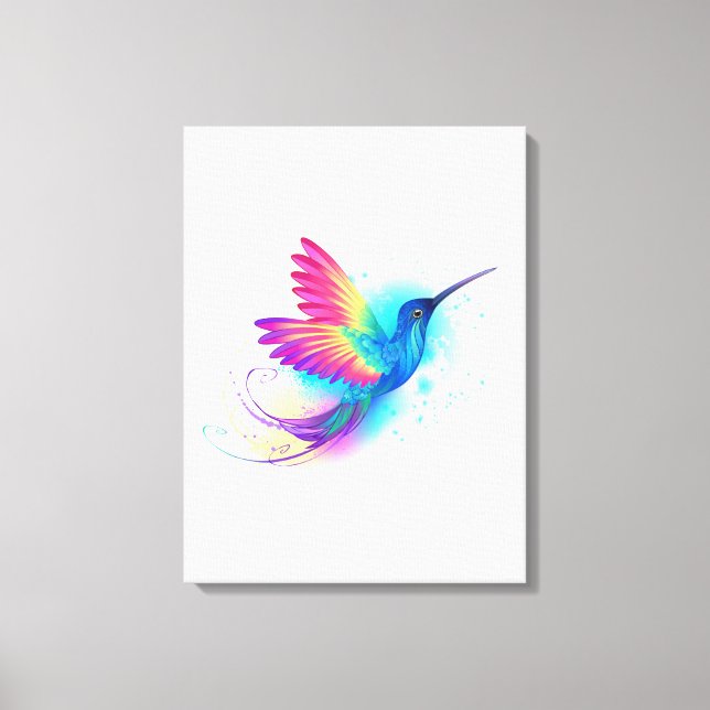 Exotic Rainbow Hummingbird Leinwanddruck (Vorderseite)
