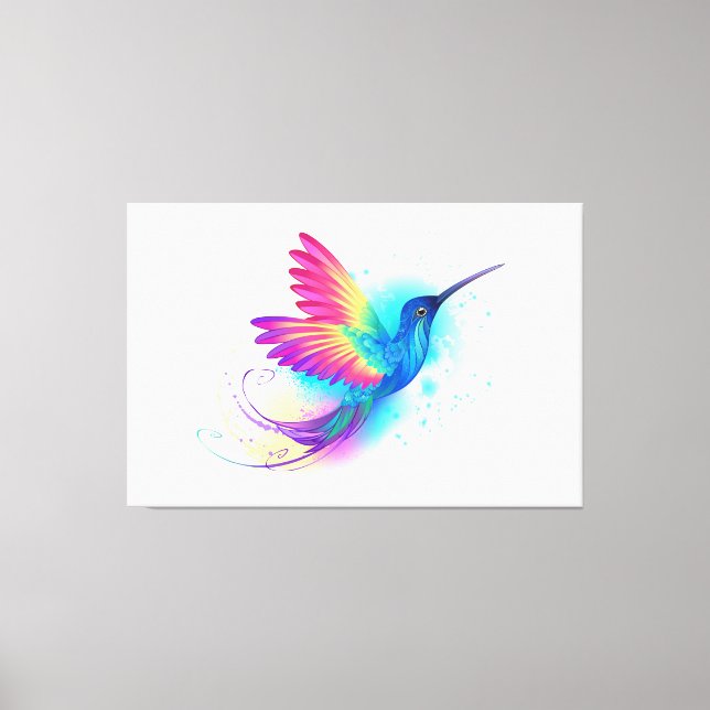 Exotic Rainbow Hummingbird Leinwanddruck (Vorderseite)