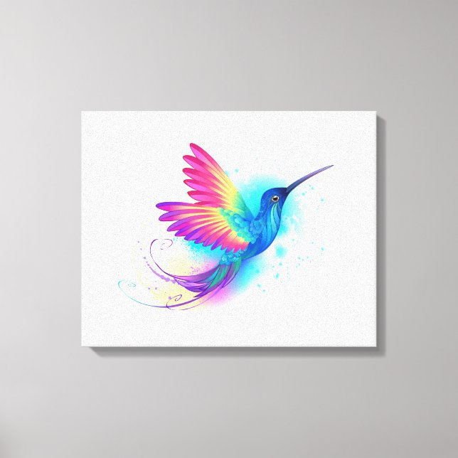 Exotic Rainbow Hummingbird Leinwanddruck (Vorderseite)