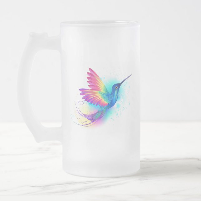 Exotic Rainbow Hummingbird Mattglas Bierglas (Links)