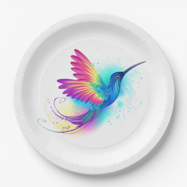 Exotic Rainbow Hummingbird Pappteller (Vorderseite)