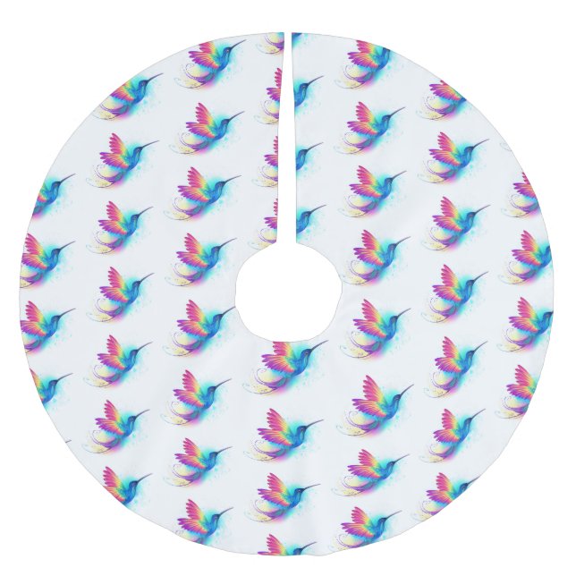 Exotic Rainbow Hummingbird Polyester Weihnachtsbaumdecke (Vorderseite)