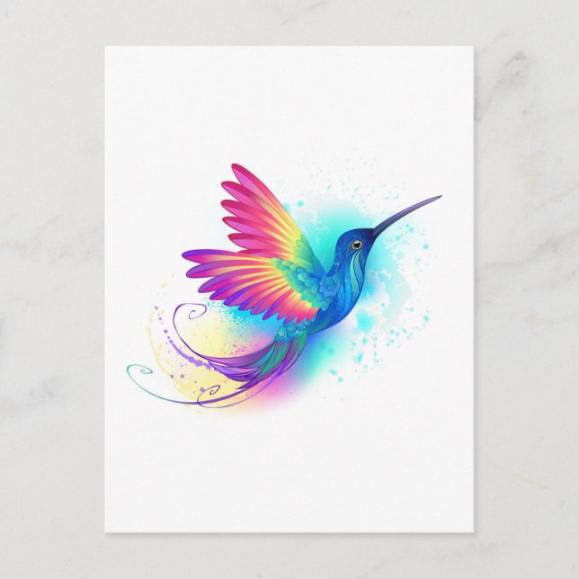 Exotic Rainbow Hummingbird Postkarte (Vorderseite)