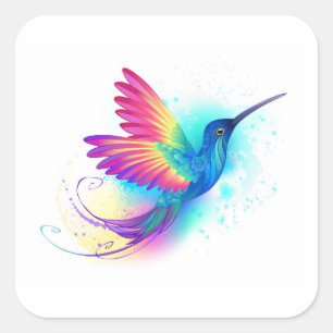 Exotic Rainbow Hummingbird Quadratischer Aufkleber