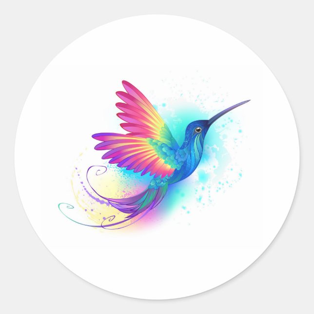Exotic Rainbow Hummingbird Runder Aufkleber (Vorderseite)