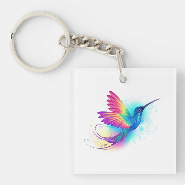 Exotic Rainbow Hummingbird Schlüsselanhänger (Vorderseite)