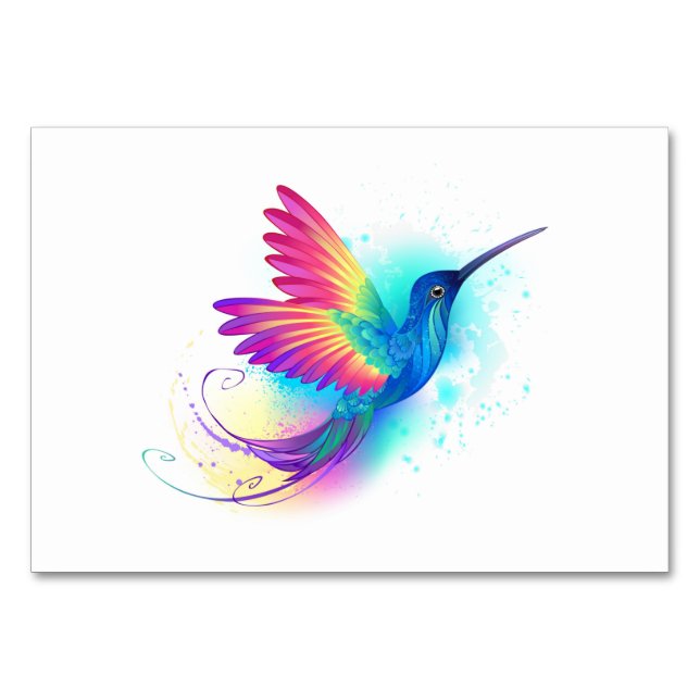 Exotic Rainbow Hummingbird Tischnummer (Vorderseite)