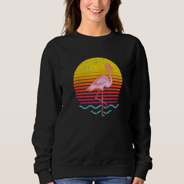 Exotic rosa Flamingo Summer Vibes Palm Trees Tropi Sweatshirt (Vorderseite)