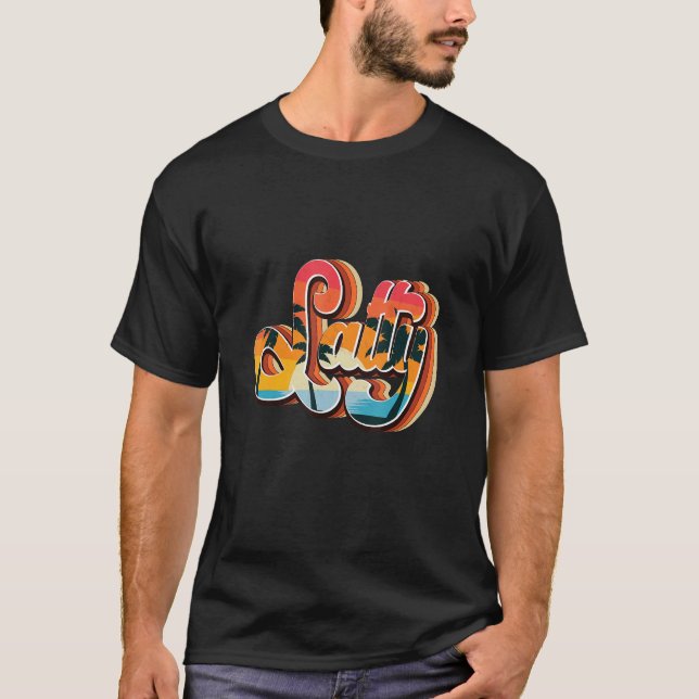 Exotic Salty Palm Trees Retro Tropical Summer T-Shirt (Vorderseite)