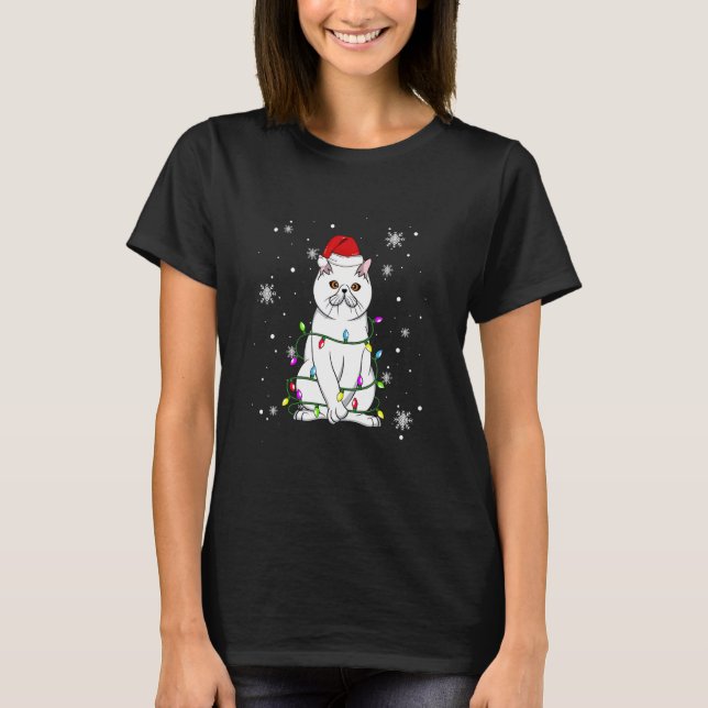 Exotic Shorthair Cat Christmas Lights Christmas Ca T-Shirt (Vorderseite)
