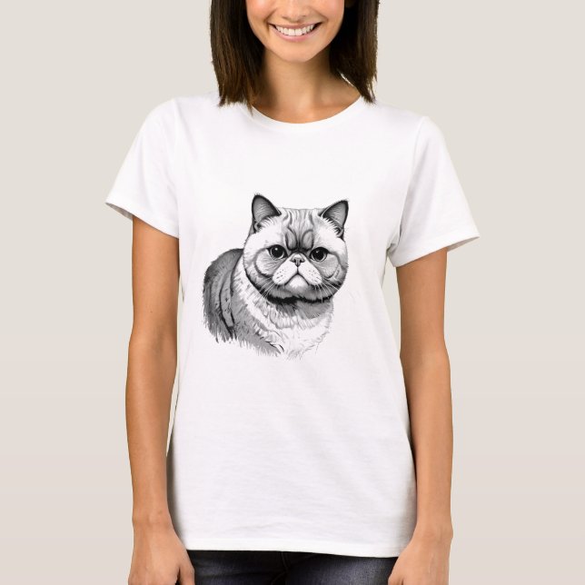 Exotic Shorthair Cat Sketch Women's Tee (Vorderseite)