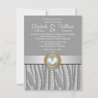 Exotic Silver Zebra Muster Hochzeit Einladung