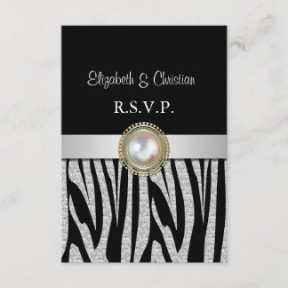 Exotic Silver Zebra Print RSVP Card