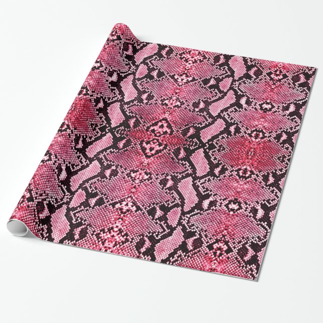 Exotic Strawberry Pink Python Snakeskin Geschenkpapier (Ungerollt)
