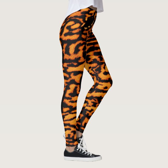 Exotic Strip Big Cat Safari Deep Orange Leggings (Rechts)