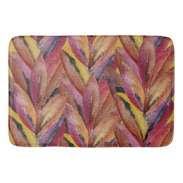 Exotic Summer Floral Feathers Wasserfarben Art Badematte