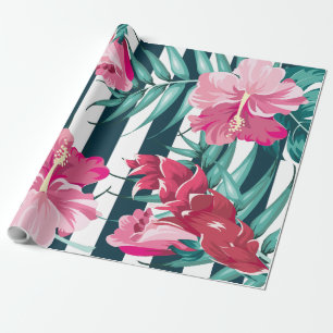 Exotic Summer Floral gestreift Geschenkpapier