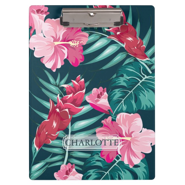 Exotic Summer Monogram Floral Klemmbrett (Vorderseite)