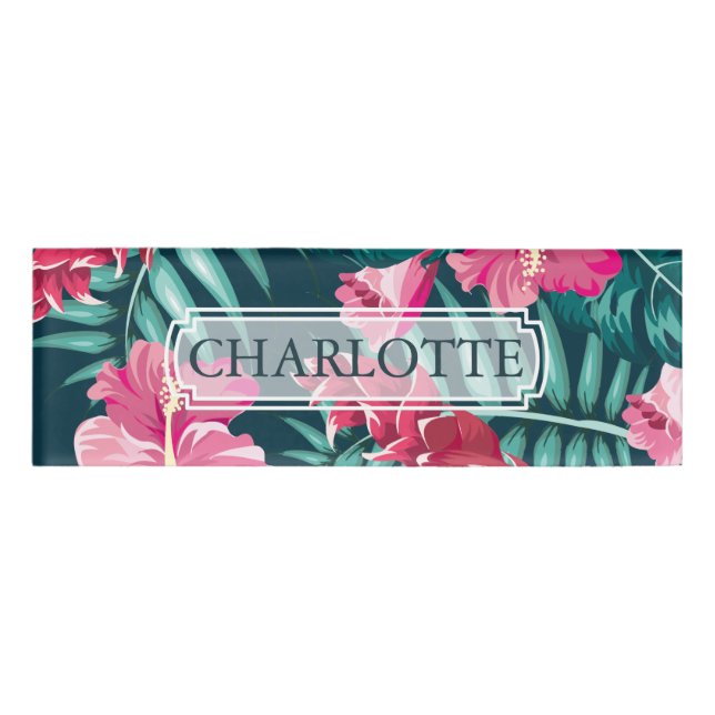 Exotic Summer Monogram Floral Namenschild (Vorderseite)