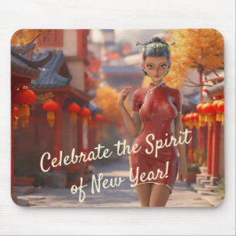 Exotic Toon Girl feiert chinesisches Neujahr Mousepad