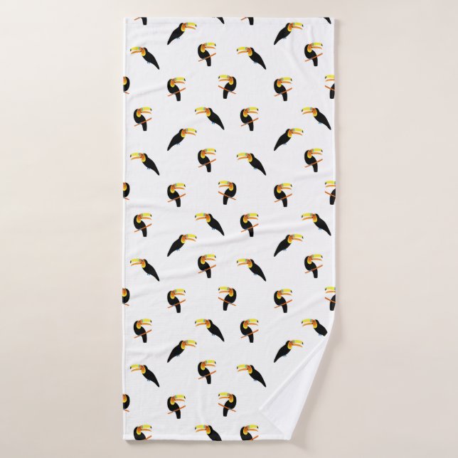 Exotic Toucan Birds Tropical Schwarz-weiß Pattern Badehandtuch (Badehandtuch)