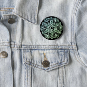 Exotic Tribal Green Gradient Mandala Button