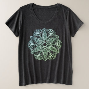 Exotic Tribal Green Gradient Mandala Große Größe T-Shirt