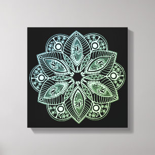 Exotic Tribal Green Gradient Mandala Leinwanddruck