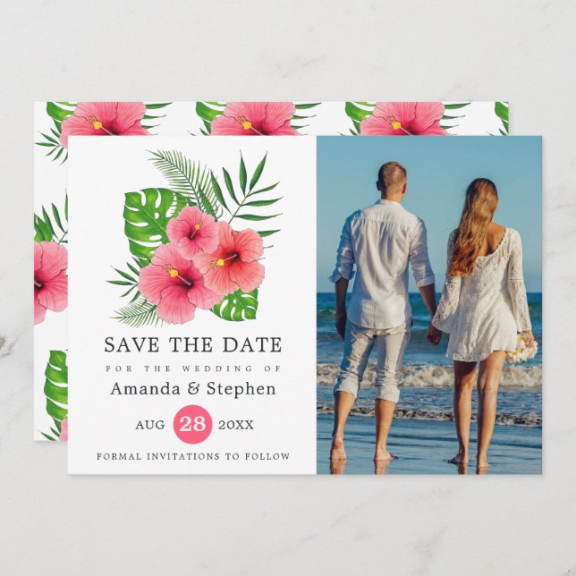 Exotic Tropical Beach Foto Hochzeit Save The Date (Vorne/Hinten)