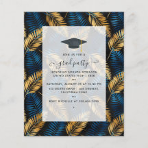 Exotic Tropical Blue and Gold Graduation Party