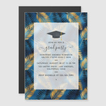 Exotic Tropical Blue and Gold Graduation Party