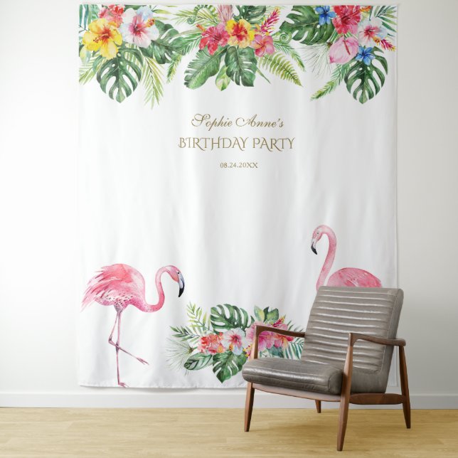 Exotic Tropical Floral Birthday Foto Stand Prop Wandteppich (Beispiel)