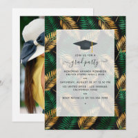 Exotic Tropical Green and Gold Graduation Party