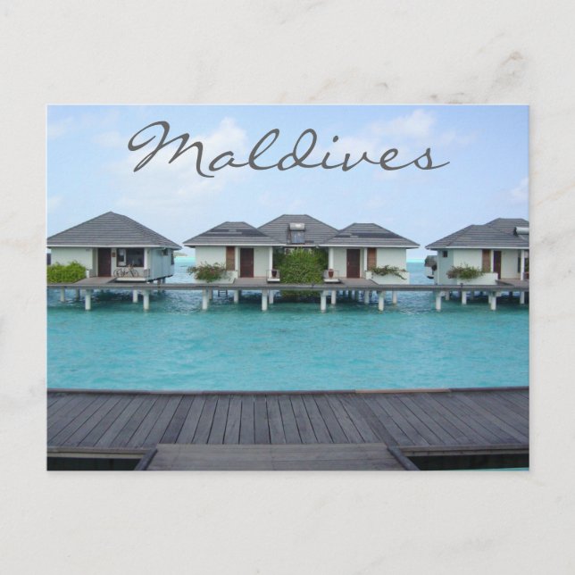 Exotic Tropical Island Maldives Beach Bungalow Postkarte (Vorderseite)