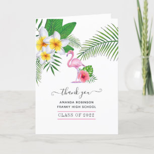 Exotic Tropical Island Pink Flamingo Graduation Dankeskarte