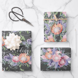 Exotic Tropical King Protea Wasserfarben Blume Wra Geschenkpapier Set