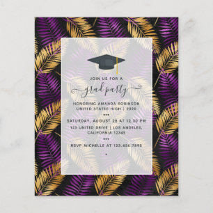 Exotic Tropical Lila and Gold Graduation Party Flyer