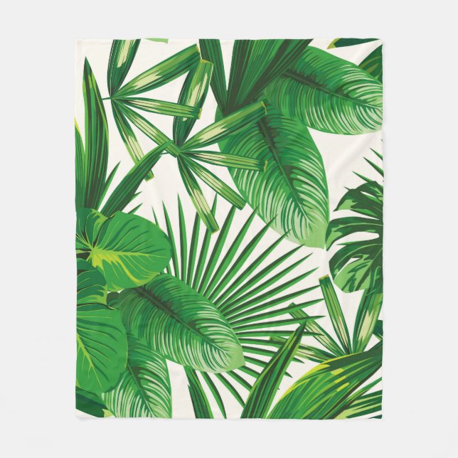 Exotic tropical natural green leaves composition o fleecedecke (Vorderseite)