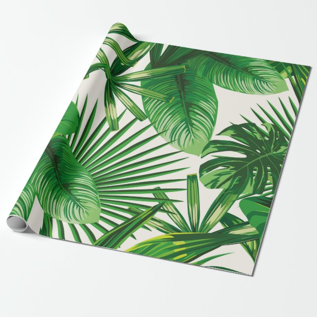 Exotic tropical natural green leaves composition o geschenkpapier (Ungerollt)